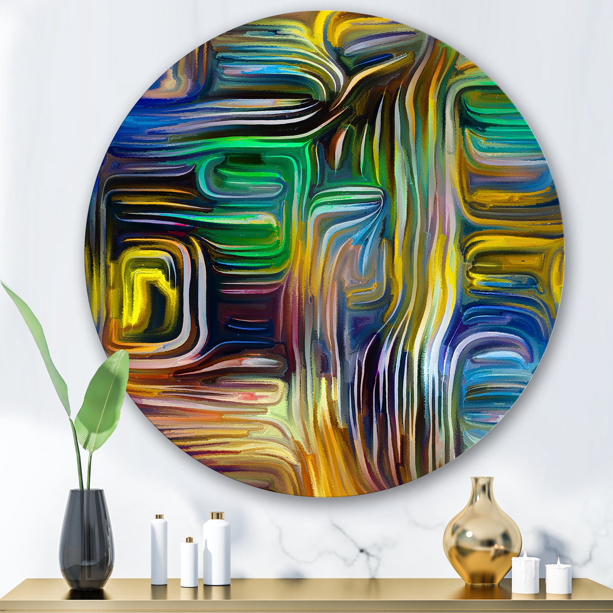 Designart 'Colour Spiral Fusion VI' Modern Circle Metal Wall Art 29x29 - Disc of 29