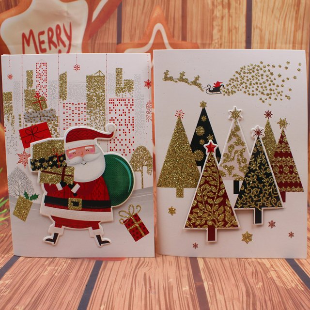 10Pcs Christmas Greeting Cards with Envelopes Xmas Note Cards Cards,Santa Claus