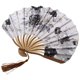 thumbnail image 3 of 2X Tela de Flor de Peonía Gris China Bamboo Folding Dancing Hand Fan Blanco, 3 of 7
