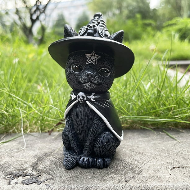 MOUIND Magic Cat Statue, Black Cat Statue for Outdoor Yard Decoration