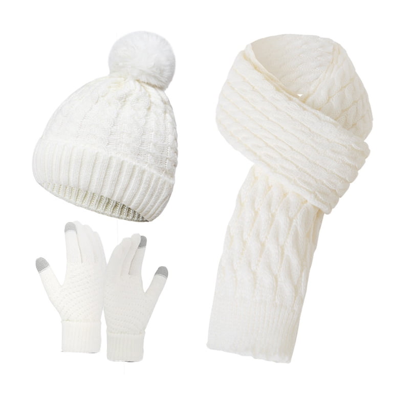 Women 3-Piece Winter Hat Scarf Gloves Set, Warm Knit Beanie  display picture 1