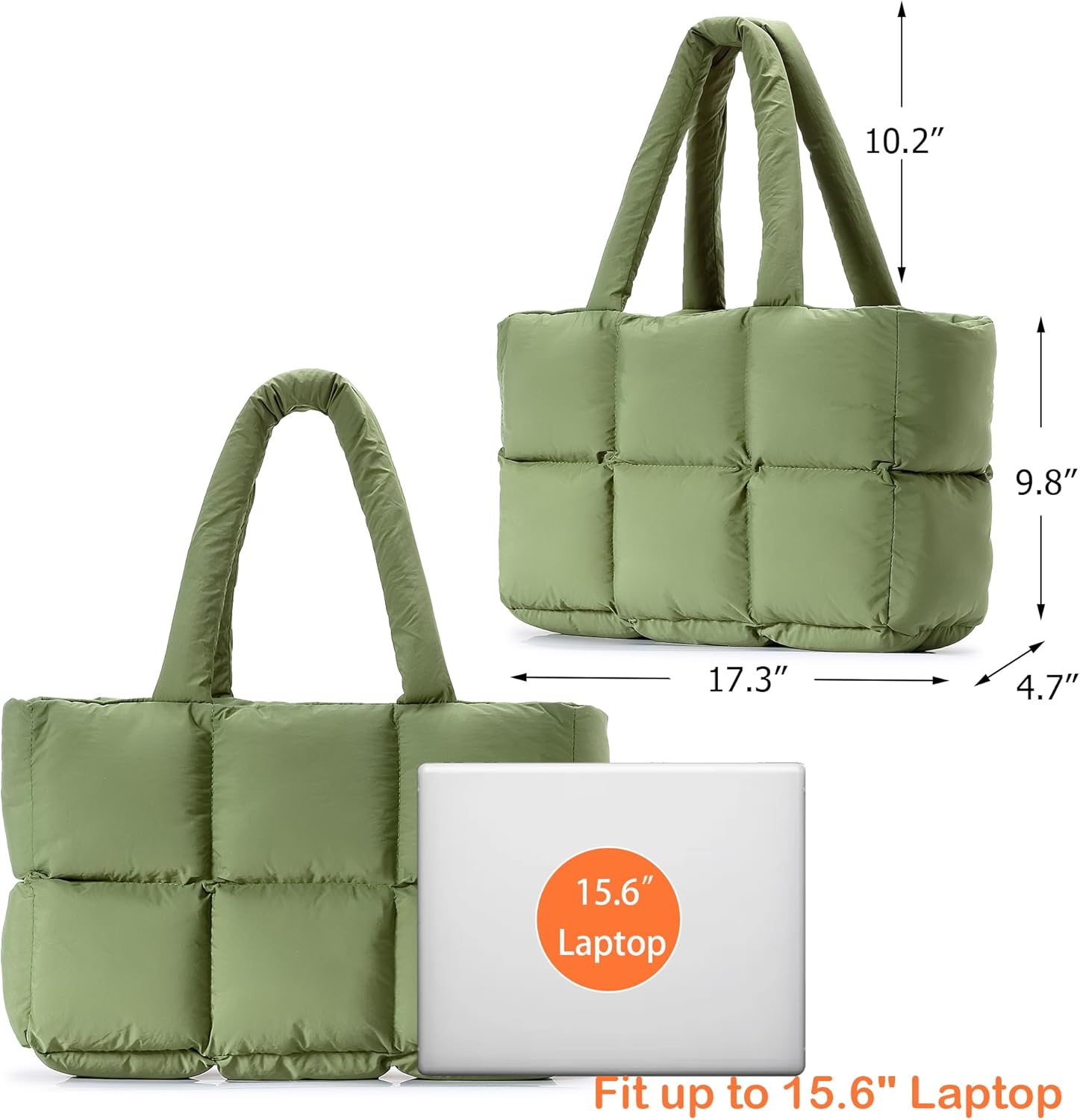 JennyShop Large Capacity Fashion Quilted Puffy Handbag, Herald Puffer Tote Bag for Women, Lightweight Satchel Purse for Working Travelling Gym Shopping