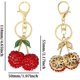 thumbnail image 2 of 1 llavero de cereza con diamantes de imitación, fruta brillante, cereza con hojas., 2 of 5