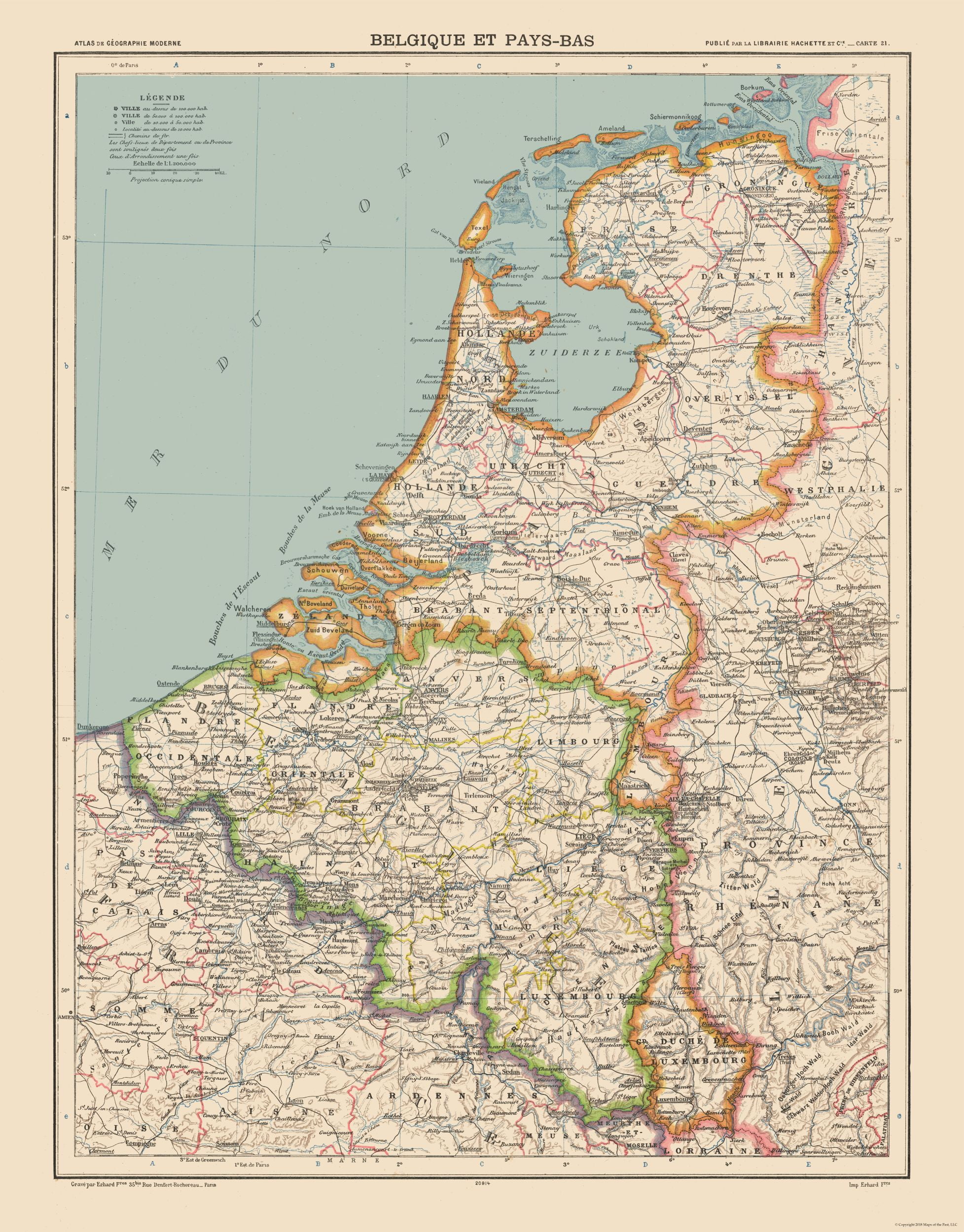 Belgium Netherlands - Schrader 1908 - 23.00 x 29.41 - Matte Canvas ...