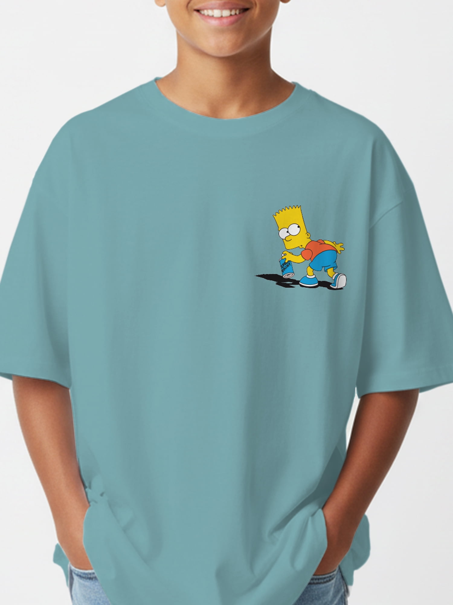 The Simpsons, Boys' Elevated Front and Back Graphic T-Shirt, Bad Boy Spray, Sizes 4-18