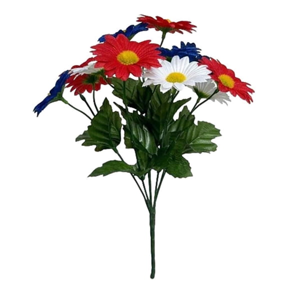 Clearance Artificial flowers under $1,4th Of July Artificial Flower Artificial Daisy Flowers Patriotic Memorial Bouquet Red White And Blue Flowers Flowers Arrangement For Home Centerpiece Vase D
