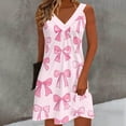 thumbnail image 4 of Aimik Tank Sundress for Women Summer Fashion Print Casual Elastic Midi Dress Knee Length Flowy Comfort Outdoor Long Dress, 4 of 5