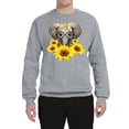 thumbnail image 2 of Elephant Sunflower Cute Love Animal Lover Unisex Crewneck Graphic Sweatshirt, Heather Grey, Small, 2 of 3