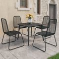 thumbnail image 1 of vidaXL 5 Piece Garden Dining Set PVC Rattan Black, 1 of 3