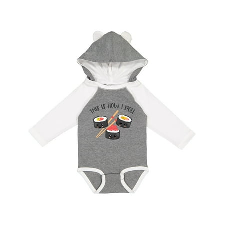 

Inktastic Kawaii How I Roll Sushi Gift Baby Boy or Baby Girl Long Sleeve Bodysuit