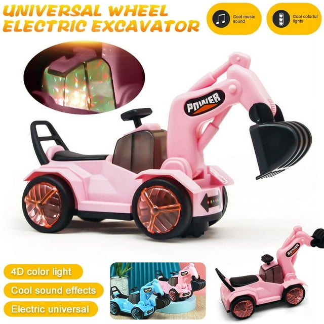 YOPTOP Robot Electric Car Play Vehicle, with Lights & Real Sounds,Pink