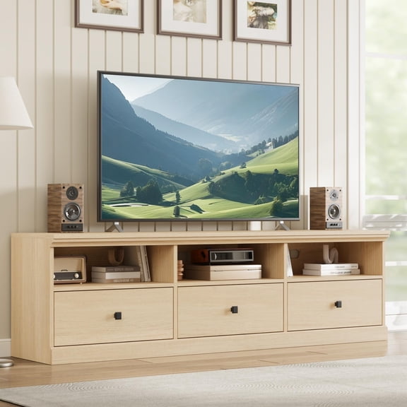 Yeshouse 70" Entertainment Center, Storage Drawer, Open Shelves, Fits 65/70/75" TVs