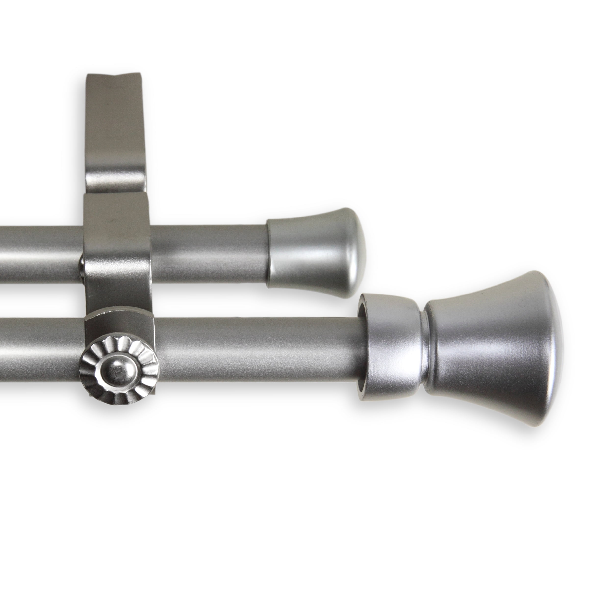Central Design Products Steel 0.62" Modern Double Curtain Rod, Silver