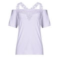 thumbnail image 4 of Aloohaidyvio hanes tops for womens ,Fashion Womens Summer V-Neck Casual Lace Patchwork Solid Caims Blouse Top, 4 of 6
