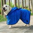 thumbnail image 2 of Albornoz para perros, toalla de microfibra para secado de mascotas, toallas absorbentes de humedad, abrigo para perros y gatos (L, azul), 2 of 4