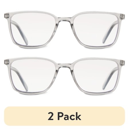 (2 pack) Equate Adult Blue Light Glasses, Gray Crystal
