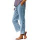 thumbnail image 1 of Pantalones largos de lino informales para mujer: cintura elástica con detalles de botones, ajuste cómodo para el uso diario, 1 of 4