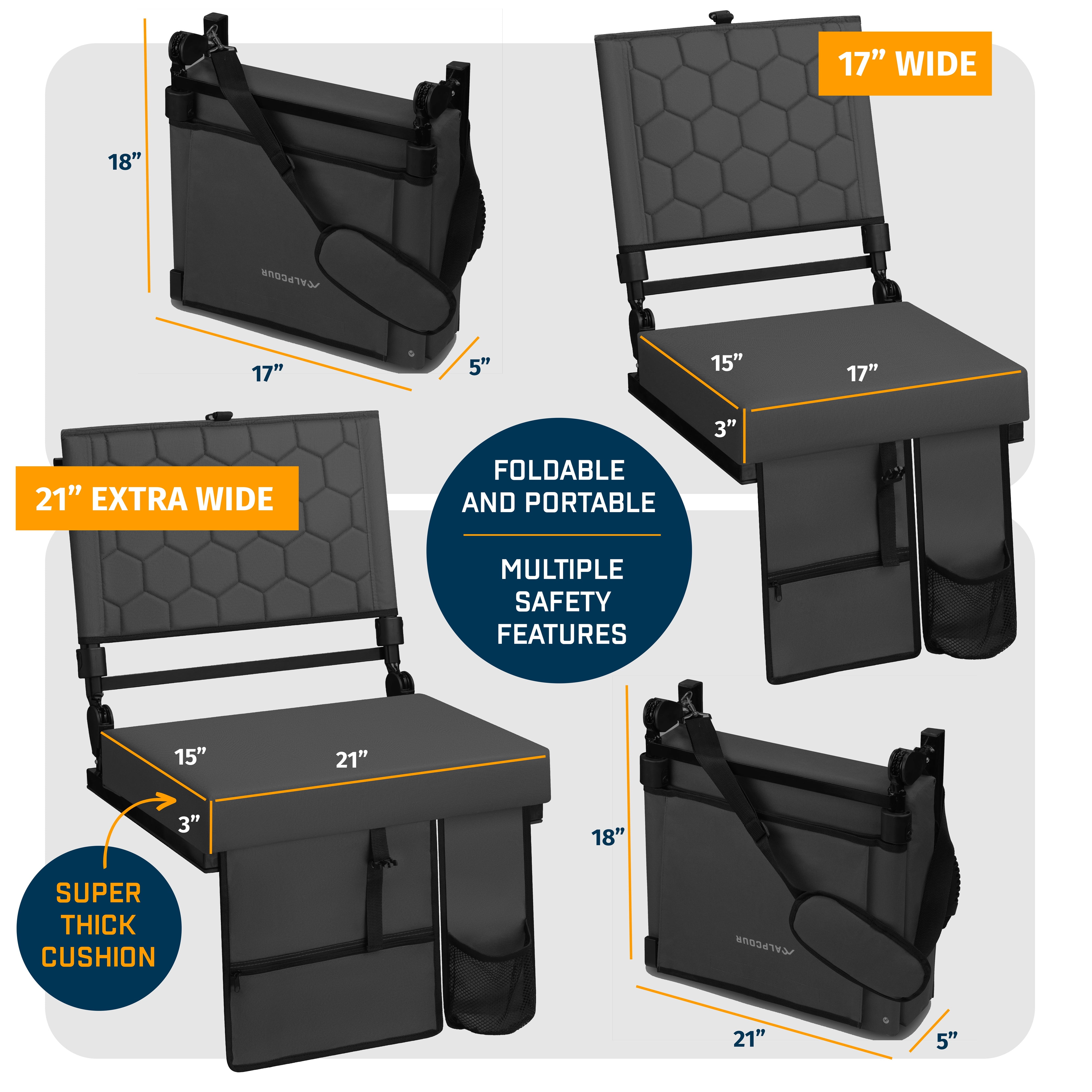 Folding Reclining Stadium Seats with Back Support
