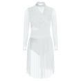 thumbnail image 3 of Jowowha Women's Figure Skating Dresses Long-sleeved Round-neck Ballet Dress Mesh Split Dance Dresses White XXL, 3 of 5