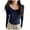 Navy, variant on Womens Long Sleeve T Shirts Winter Tops for Women Round Neck Button Down Solid Color Short Sleeve Loose T-Shirt