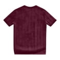 thumbnail image 4 of Men's T- Shirts Short Sleeve Knit Sweater Shirt Casual Crewneck Ribbed Pullover Tees (Wine,2XL), 4 of 4