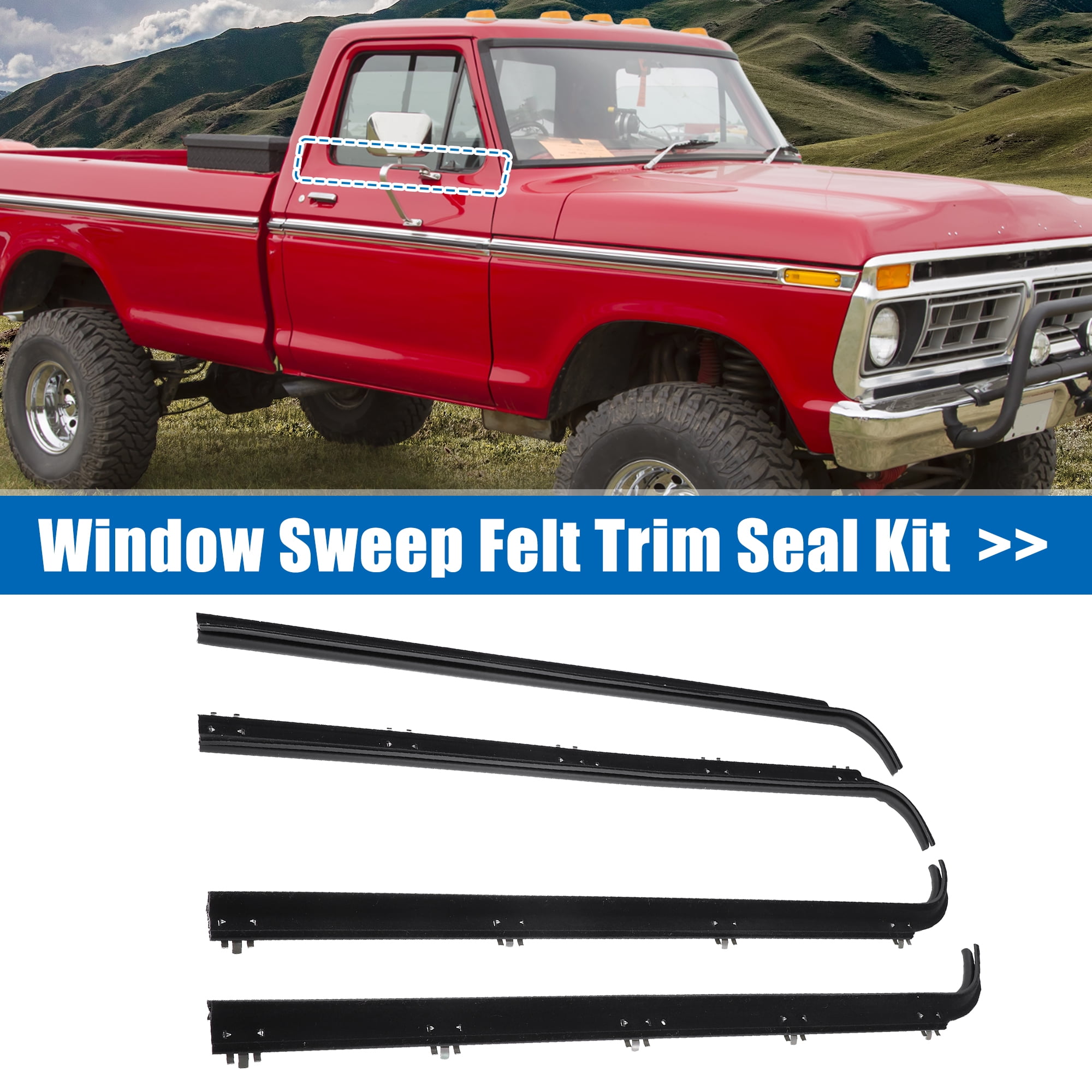 Unique Bargains 4Pcs Weatherstrip Window Trim Seal Belt for Ford F150 F250 F350 84-97