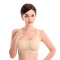 thumbnail image 3 of Bigersell Running Sports Bras for Women Clearance Plus Size Bras for Women Wireless T-Shirt Bra Style R4024 V-Neck No Underwire Bras Hook and Eye Bra Closure Front Snaps Bra Beige One Size, 3 of 4