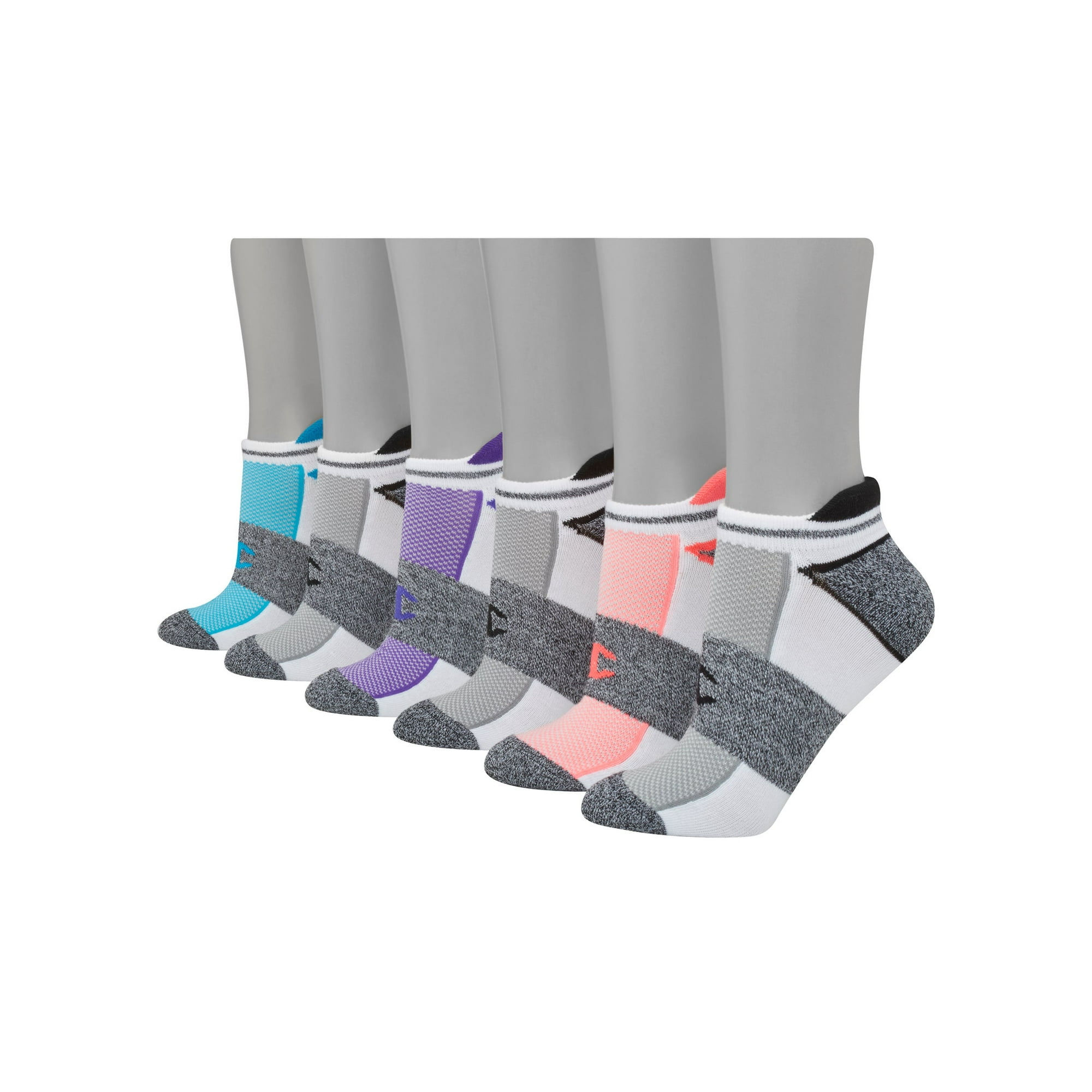 Champion Womens Heel Shield Socks 6 Pack 9 11 WhiteAssorted Logos Walmart
