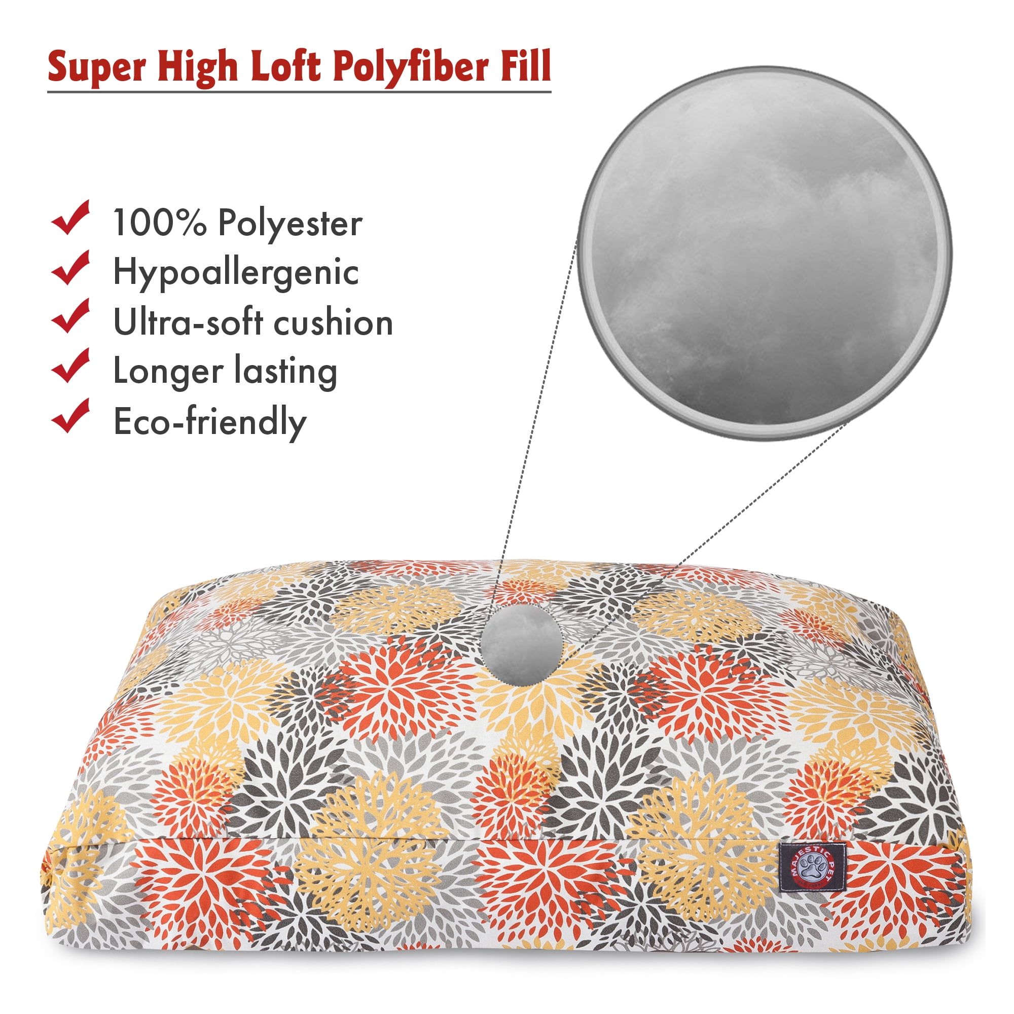 Majestic Pet | Blooms Rectangle Pet Bed For Dogs, Removable Cover, Citrus, Extra Large