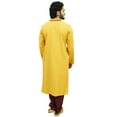 thumbnail image 5 of Atasi Men's Yellow Cotton Satin Kurta Pyjama Long Ethnic Indian Shirt-Small, 5 of 7