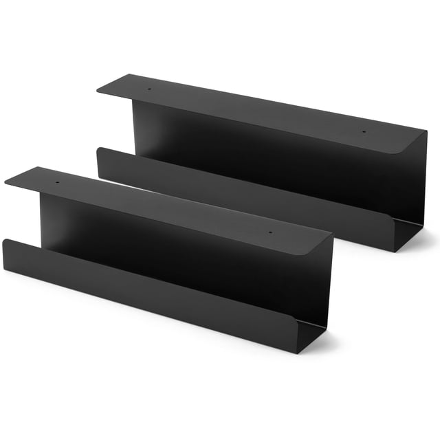 Bandeja de gestión de cables ZhiYo para debajo del escritorio, 43 cm, metal negro, paquete de 2