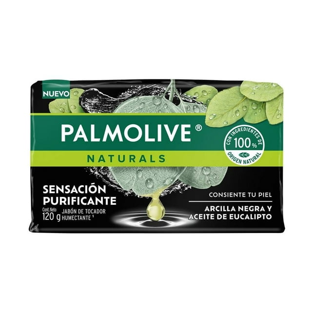 Jabón de Baño Palmolive Naturals Arcilla Negra y Aceite de Eucalipto Sensación Purificante 120 g