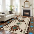 thumbnail image 3 of 5x7 Area Rugs for Living Room, Boho Southwest Non Slip Area Rugs for Kitchen Bedroom Entryway, Farmhouse Aztec Tribe Brown Blue Plaid Washable Carpet Runner Rug Floor Mats for Bedroom Home Decor, 3 of 9