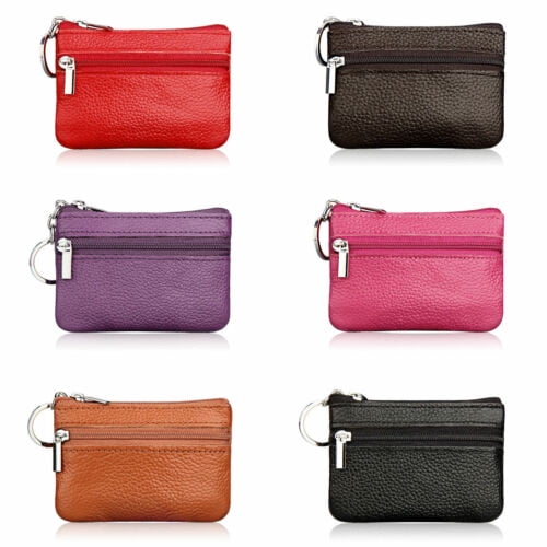 Women Ladies Leather Small Mini Wallet Card Key Holder Zip Coin