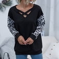 thumbnail image 5 of Camiseta de cobertura de impresión de manga larga casual con cuello en V para mujer Top Pompotops  gfhjh22427, 5 of 5