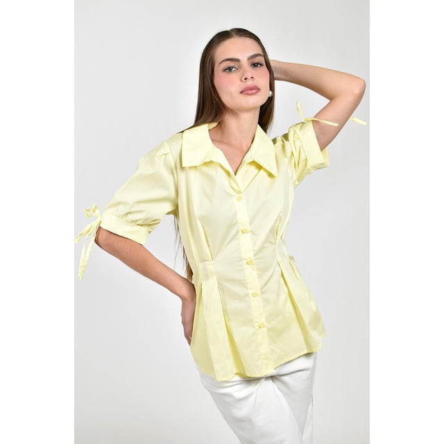 Blusa manga corta con lazos Roman Fashion /Juvenil, 5122 (Amarillo) amarillo G