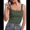 thumbnail image 4 of Camisetas Sin Mangas con Doble Forro para Mujer, Estilo Y2K, para Salir, Ajustadas, Sin Mangas, con Cuello Cuadrado, para Verano. Verde L, 4 of 8