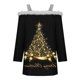 thumbnail image 4 of Puntoco Camiseta con estampado navideño de hombros descubiertos y estilo casual para mujer, 4 of 5