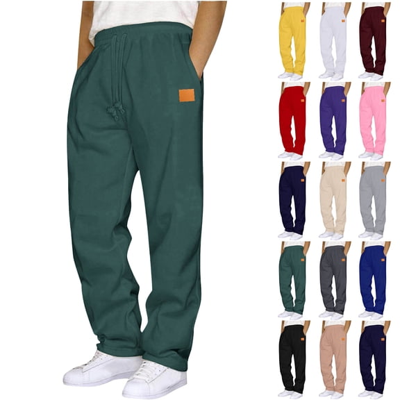 WAENQINLA Sweatpants for Men Winter Warm Casual Fleece Lined Trousers Elastic Waist Athletic Pants Open Bottom Jogger Sweat Pant with Pockets