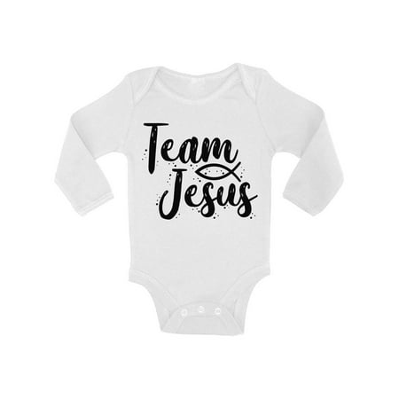 

Awkward Styles Team Jesus Baby Bodysuit Long Sleeve Black Romper for Kids Christ Romper for Boys Christian One Piece for Girls Jesus Romper for Children Christian Gifts for Child Newborn Clothing
