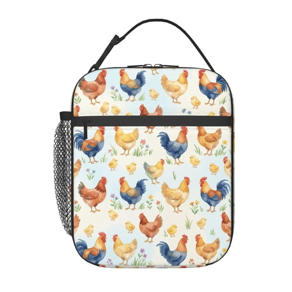 Chicken Lunch Bag Lunch Box For Women Men, Reusable Insulated Lunch Tote Bag, Thermal Cooler Sack Food Handbags High Capacity For Office Work Travel Picnic
