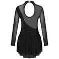 thumbnail image 2 of Zaldita Kids Girls Long Sleeves Ballet Dance Leotards Dress Shiny Diamond Hollow Back Figure Ice Skating Dress A Black 10, 2 of 5
