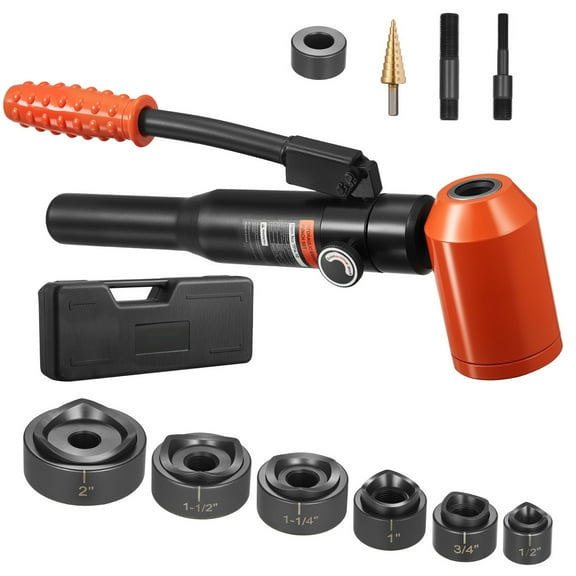 KFFKFF 10-Ton Hydraulic Knockout Punch Set, Hole Making Tool Kit with 6 Dies (1/2" to 2") for Metal Electrical and Control Cabinets