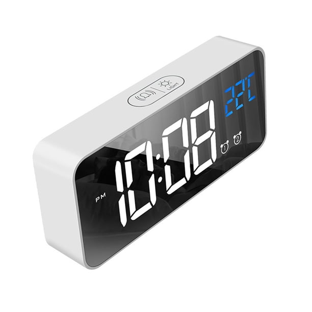 Reloj De Cabecera Silencioso Multifuncional Con Diseño Exquisito, Pantalla LED Transparente, Memoria De Falla De Energía, Pantalla De Temperatura, Tono De Llamada De Música Para