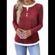 thumbnail image 3 of Camisetas Informales de Cuello Redondo y Bloques de Color para Mujer, de Larga y Corte Entallado, para Otoño Rojo XL, 3 of 9