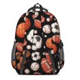 thumbnail image 3 of Football and Basketball Black Pattern Cute School Backpack Bag with Padded Back and Adjustable Shoulder Straps 16.9 X 12.6 X 5.9 Inches, 3 of 5