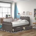 thumbnail image 3 of Veryke Rustic Style Wooden Twin Size Platform Bed Frame with Headboard and Footboard, Gray, 3 of 12