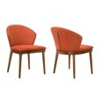 thumbnail image 2 of Juno Orange Fabric and Walnut Wood Dining Side Chairs - Set of 2, 2 of 8