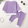 thumbnail image 4 of NOLDARES Baby Girl Fall Winter Outfits Toddler Clothes Long Sleeve Graphic Crewneck Sweatshirt + Joggers Pants Set(Light Purple,2-3 Y), 4 of 4