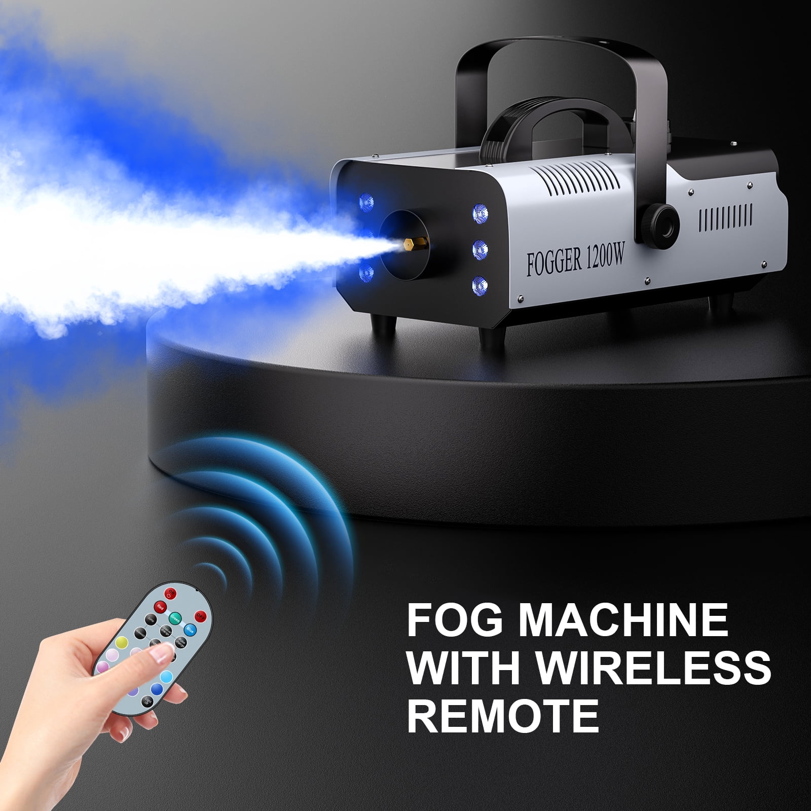 Fog Machine Smoke Machine 1200W with RGB LED Lights & Remote - Haze Smoke Generator for Halloween, Party, Stage, DJ, Club